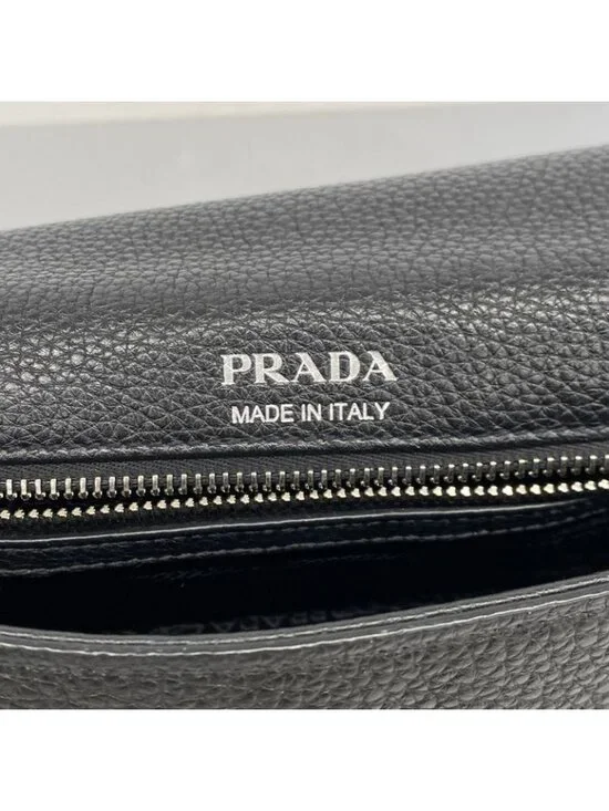 Prada Shoulder Bag Leather Black Silver - Picture 5 of 10
